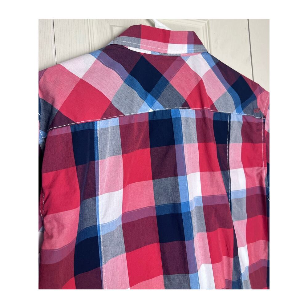 Coastal Men's Red White Blue Plaid Shirt Size XL Short Sleeve Button Up - Picture 9 of 14